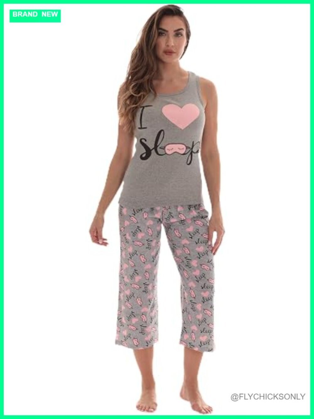 100% Cotton Capri Pajama Set Sleeveless Tank - Picture 1 of 3